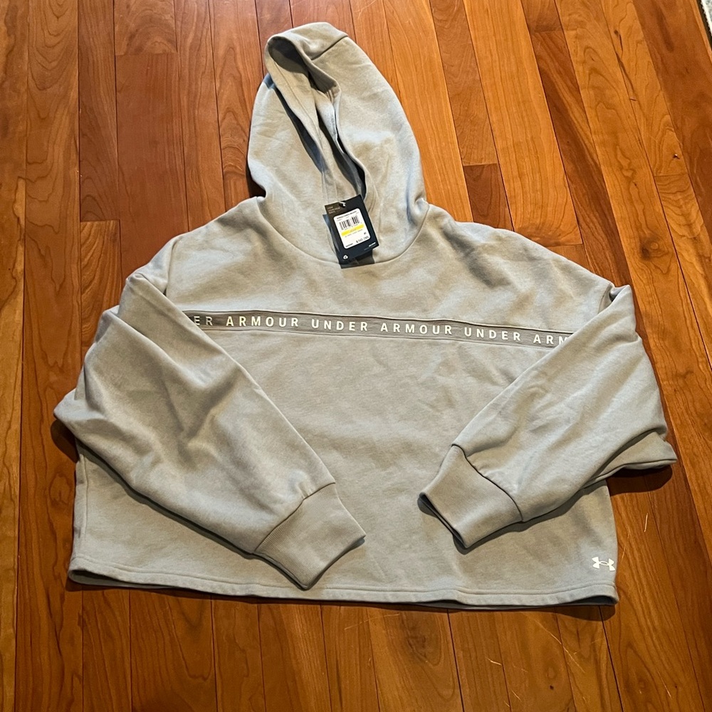 NEW UNDER ARMOUR UA Women's TAPED Avy Gray Fleece Hoodie Sweatshirt Medium M
